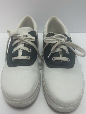 Keds Women's Leather Saddle Shoes 6.5 White and Navy School Days Y2K